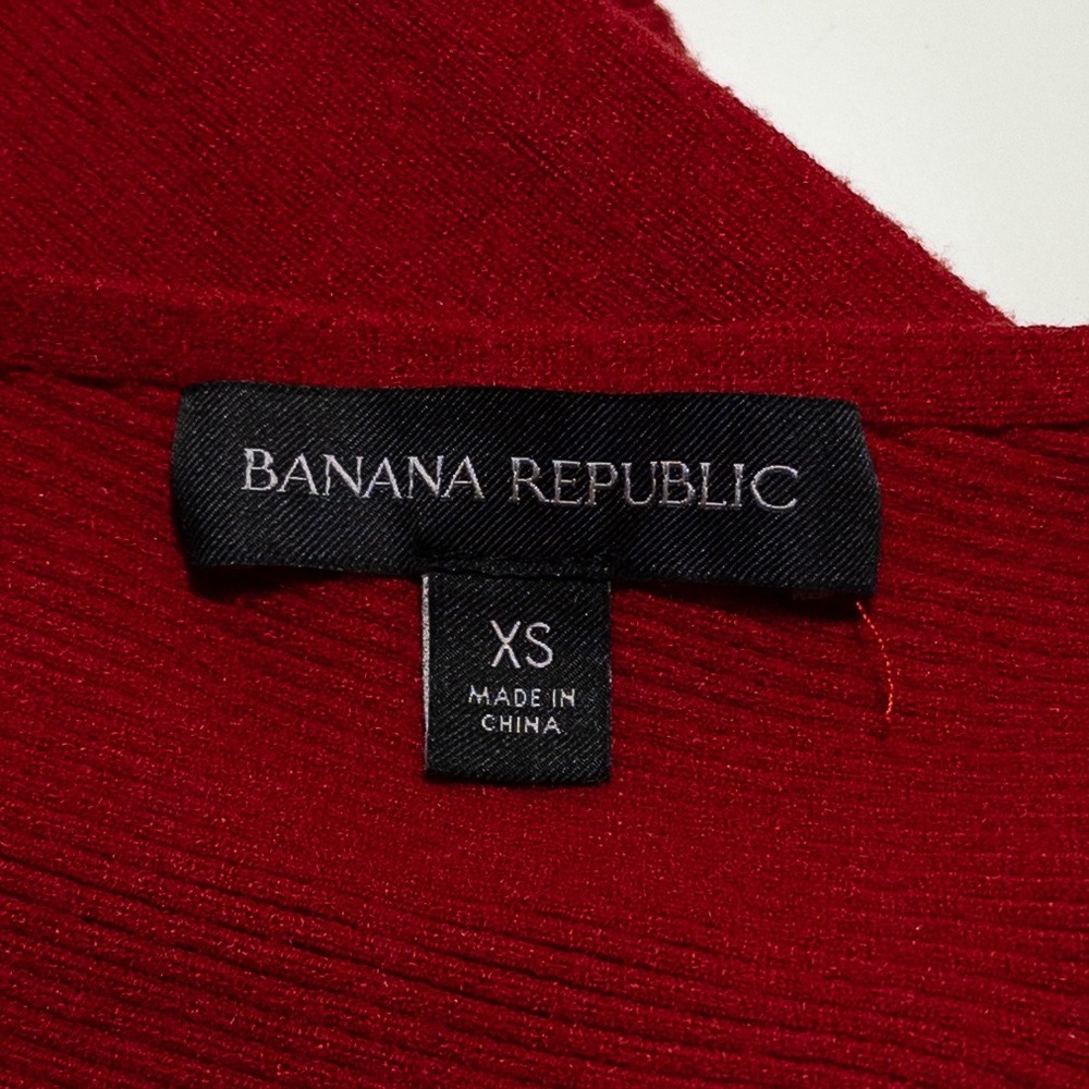 Banana Republic Sweater Womens XS Red Rib Knit Asymmetrical Long Sleeve - Picture 7 of 8